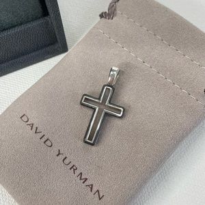 DAVID YURMAN 24MM Silver Forged Carbon Cross Pendant